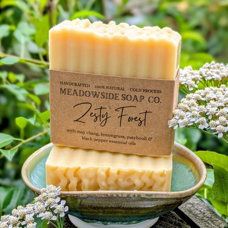 Zesty Forest 100% Natural Handmade Soap - may chang, lemongrass, patchouli