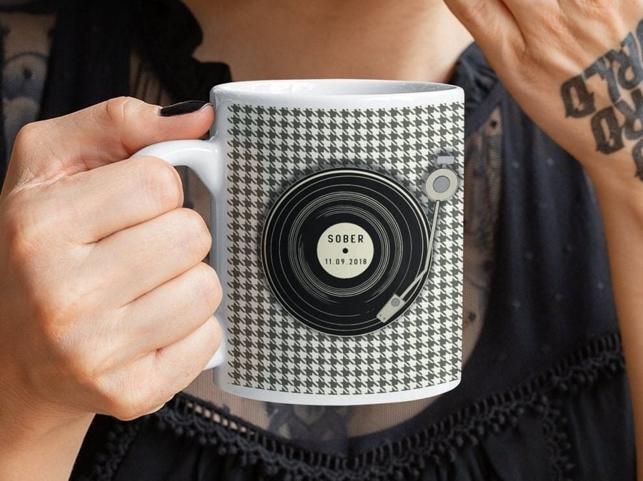 Custom Sober Mug, sobriety gift for men, AA Gift, personalised coffee mug, sober