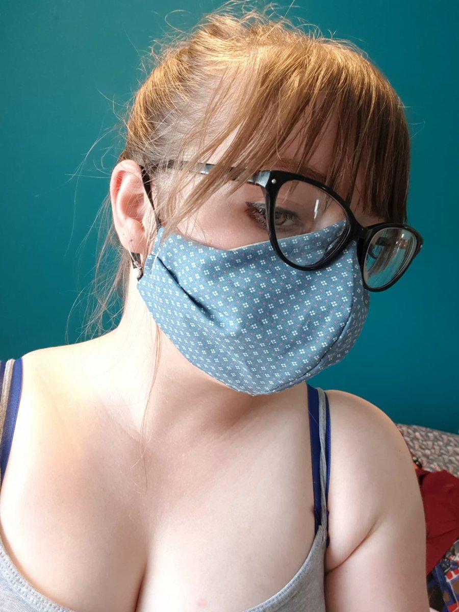 Ladies face mask two layers, blue pattern 