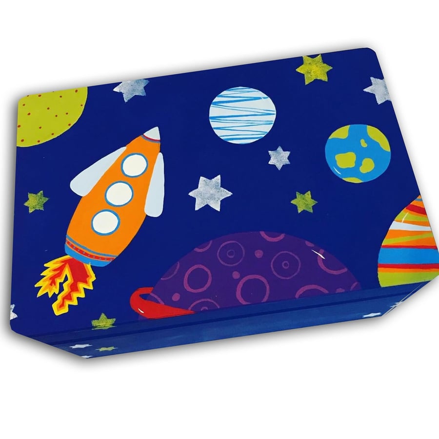Personalised Space Keepsake Box, Baby Memory Box, Boys Keepsake Box