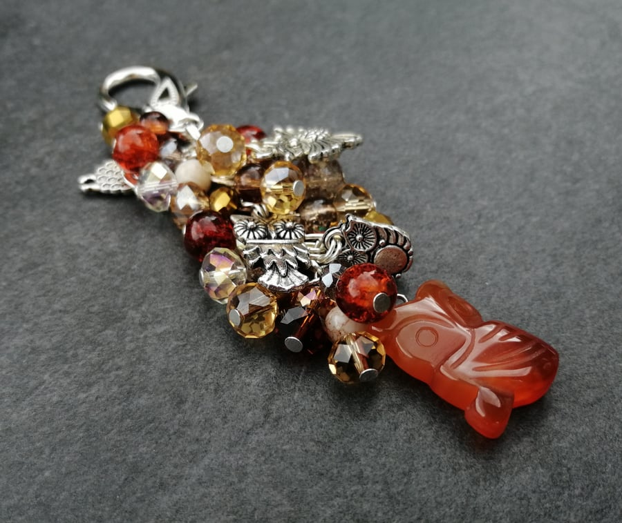 Carnelian Owl Bag Charm