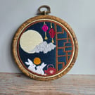 Hand embroidered hoop - Mid-autmn festival