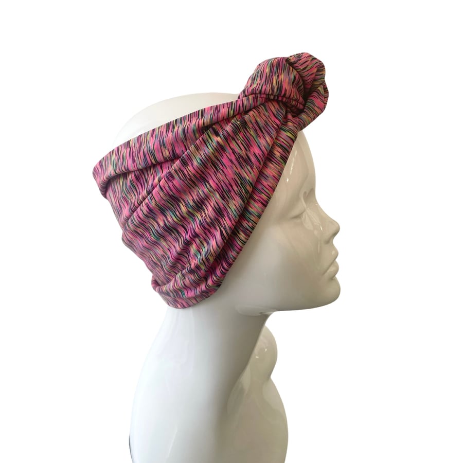 Wide Exercise Headband Pink Turban Head Wrap for Women Extra Wide Yoga Headband