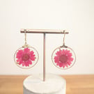 Pink flower resin earrings 