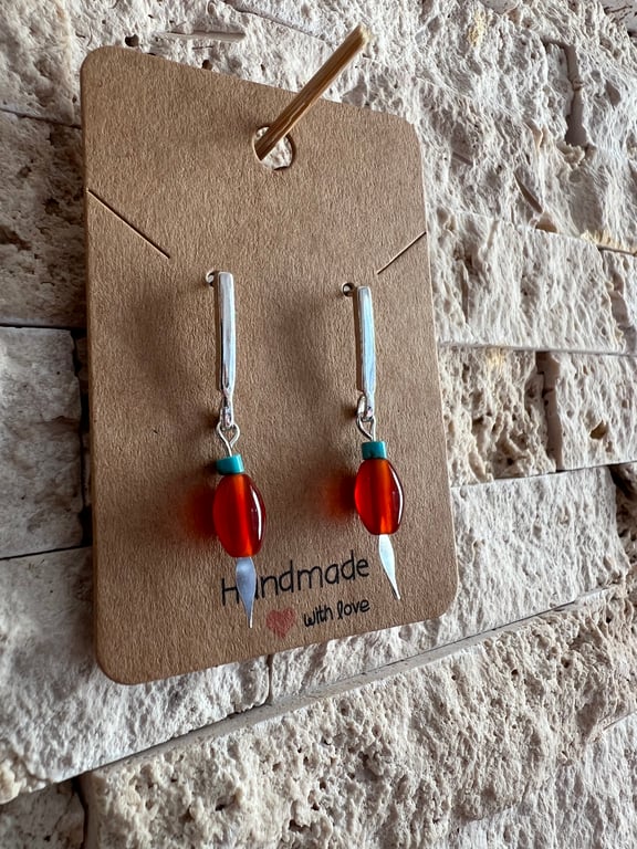 Carnelian drop stud earrings 