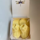 Knitted Baby gift set yellow booties and mittens
