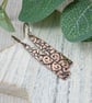 Copper Earrings, Patterned Bar Droppers with Niobium Ear Wires
