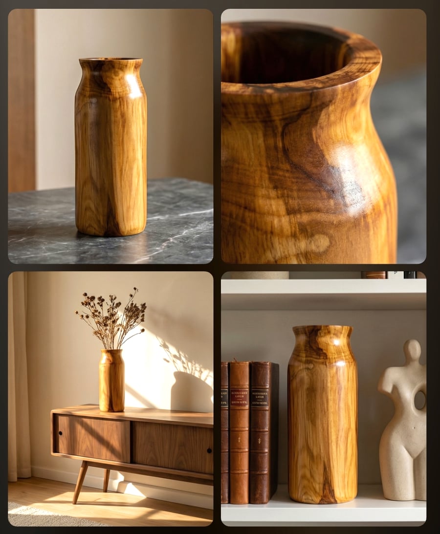 Beautifully unique tall spalted cherry vase 