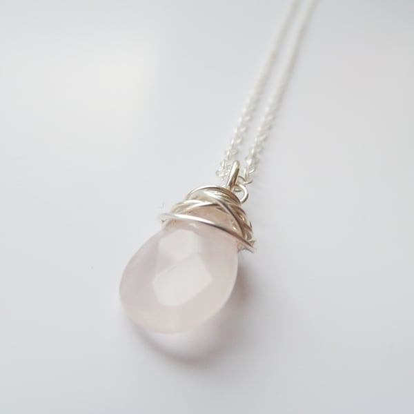 Rose Quartz Wrap necklace - SALE
