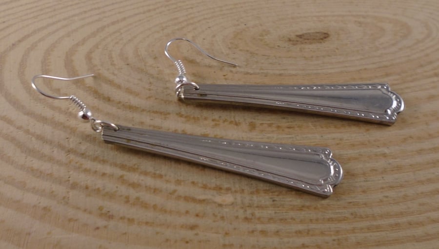 Upcycled Silver Plated Arch Deco Sugar Tong Handle Earrings SPE082011