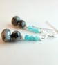 Amazonite And Larvikite Earrings With Sterling Silver - Handmade In Devon - Image 2