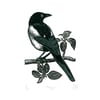 Magpie two-colour linocut print