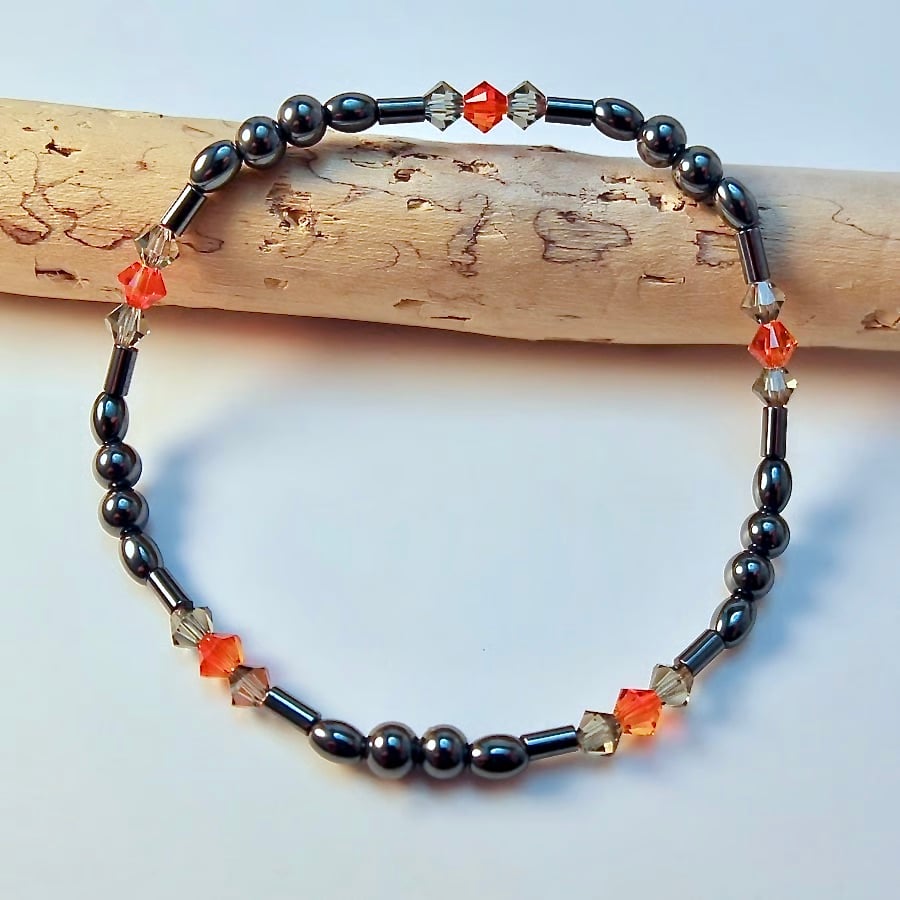 Hematite & Crystal Bracelet. Birthday, Anniversary, Sparkly Gifts For Her