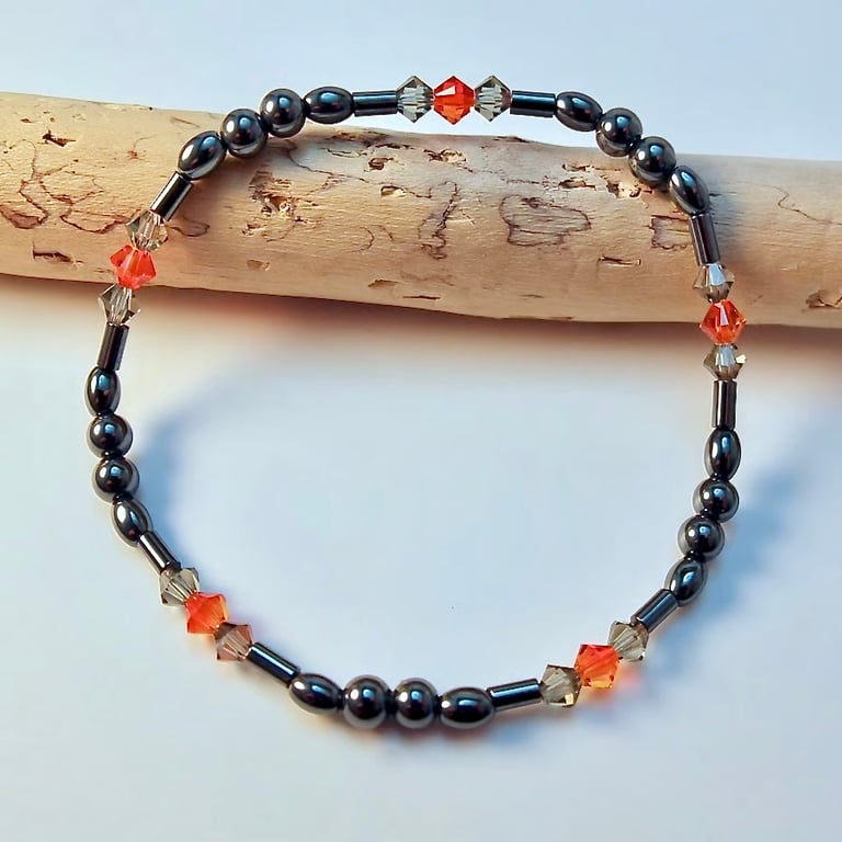 Hematite & Crystal Bracelet. Birthday, Anniversary, Sparkly Gifts For Her