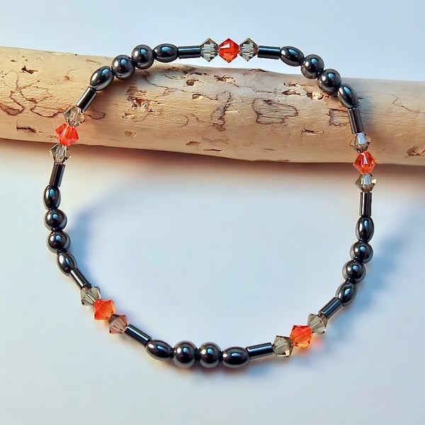 Hematite & Crystal Bracelet. Birthday, Anniversary, Sparkly Gifts For Her