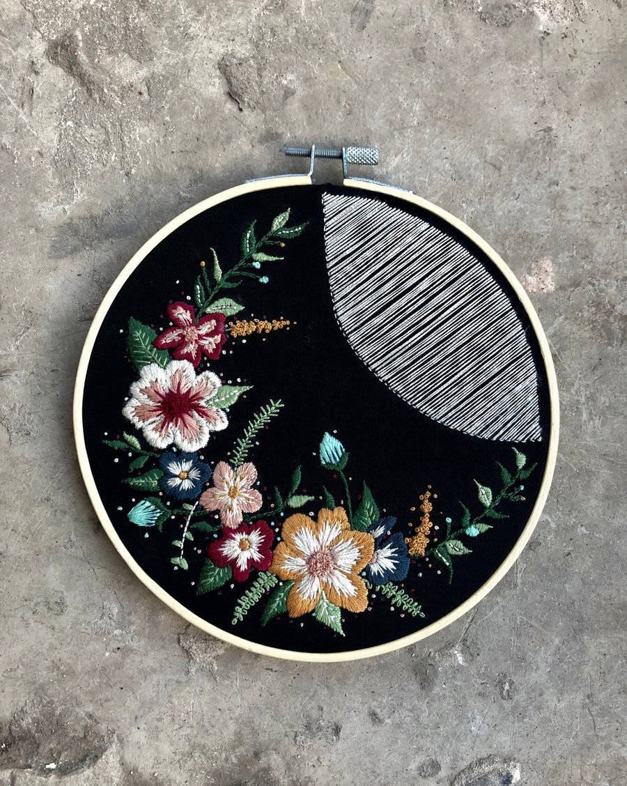 Floral Handmade Embroidery Hoop, Personalised Embroidery Wall Hanging