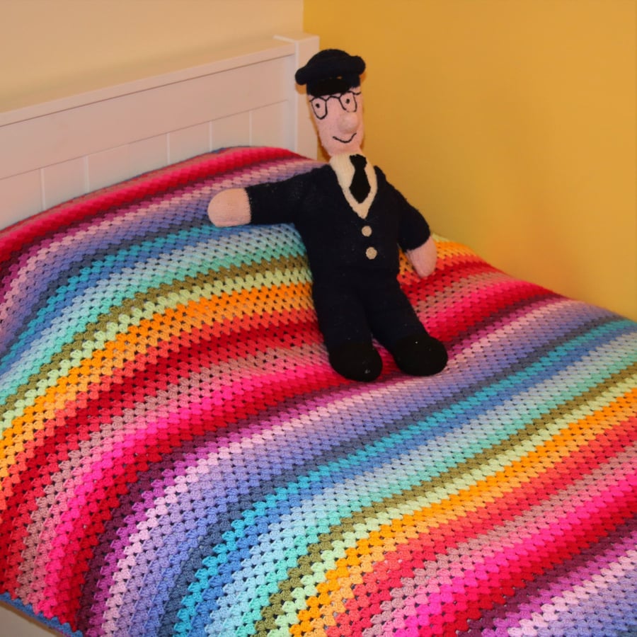 Handmade Crochet Rainbow Stripe Blanket