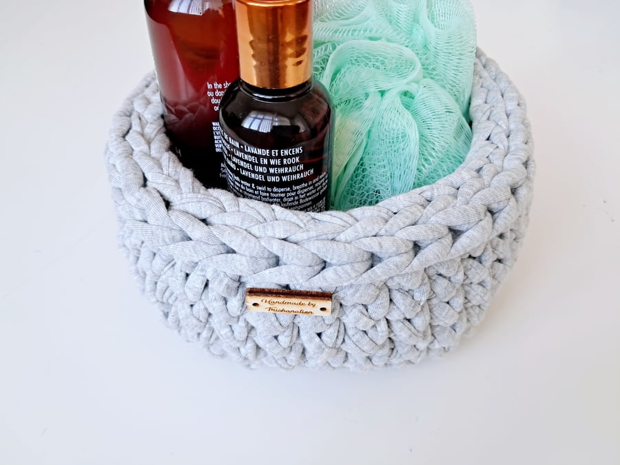 Home Decor, Housewarming Gift, Handmade Storage Basket, Plant Pot Cover, Grey