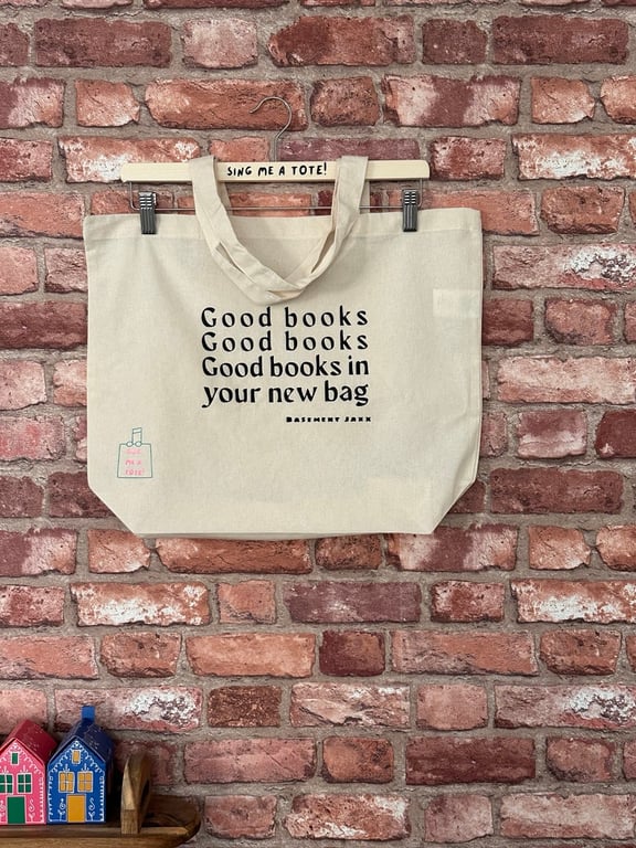 Cotton Tote Book Bag featuring a Basement Jaxx Song Pun