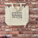 Cotton Tote Book Bag featuring a Basement Jaxx Song Pun