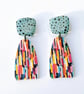 Abstract Colour Earrings with Block Polymer Clay Dangle - Teal Speckle