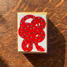 Red Spotted Snake, small wood icon style painting 