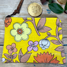 Bright vintage floral Roundelay coin purse zip pouch reclaimed seventies fabric
