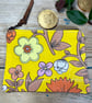 Bright vintage floral reclaimed coin purse zip pouch reclaimed seventies fabric