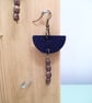 Black Crosshatch Leather Boho Dangle Drop Earrings - Image 6