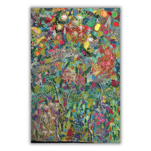 Textile mixed media art - wildflowers - needlework - eco gift - ready to hang