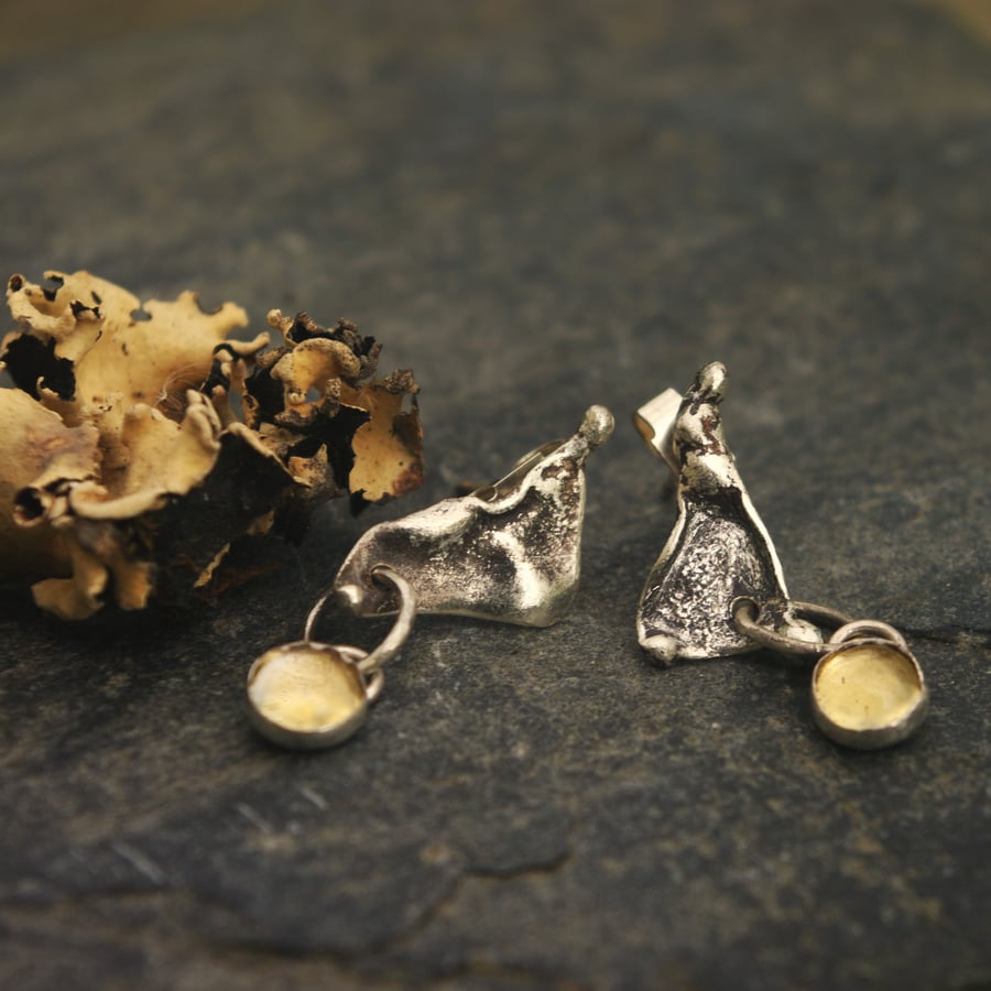 Textured Silver Earrings with Citrine Drop