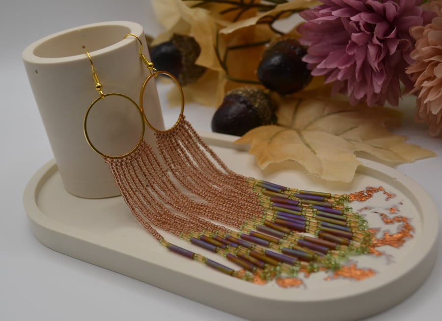 Autumn Festival Beaded Tassel Earrings