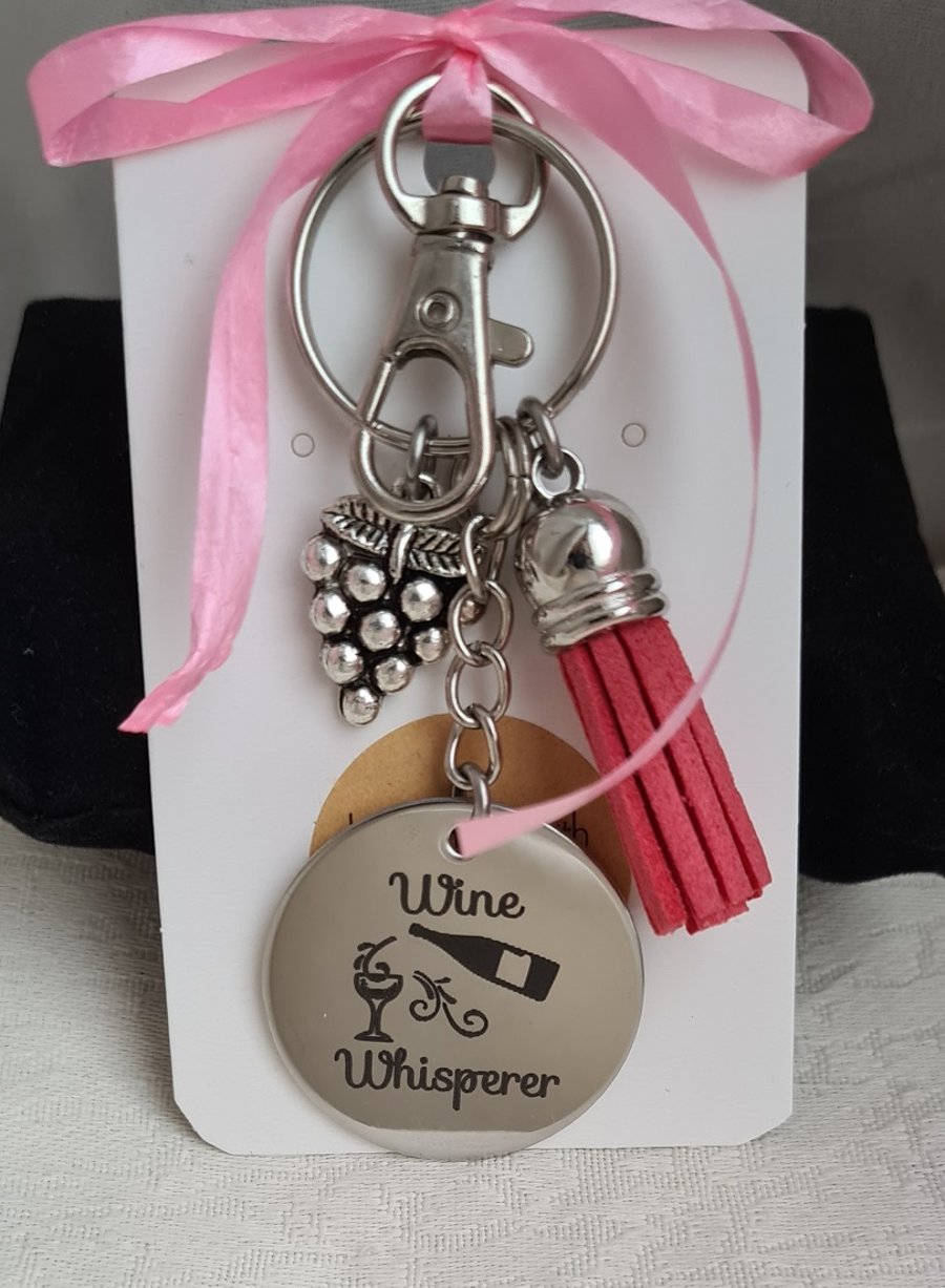 Gorgeous Wine Whisperer Key Ring - Key Chain Bag Charm.