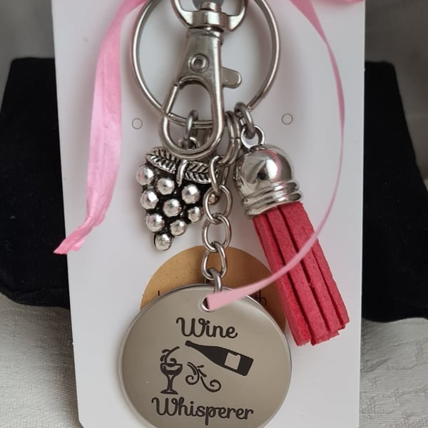 Gorgeous Wine Whisperer Key Ring - Key Chain Bag Charm.