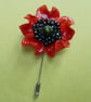 Large RED POPPY PIN Red Flower Remembrance Lapel Brooch HANDMADE HAND PAINTED - Image 3