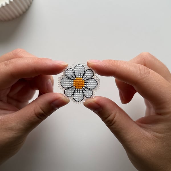 Handmade Daisy Cross Stitch Sticker - Sensory Fidget Patch - Anxiety ADHD