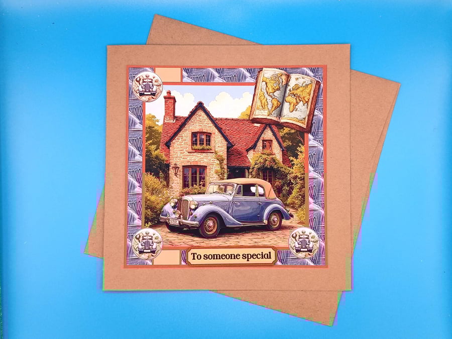 Birthday Card For Him, Decoupage, Large