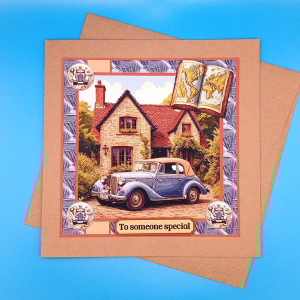 Birthday Card For Him, Decoupage, Large