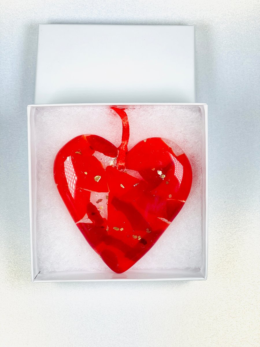 Love heart  fused glass hanging decoration
