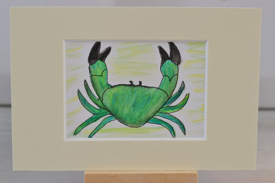 Crab Abstract Watercolour  and Ink Painting, 4 x6 Wall Art - 1