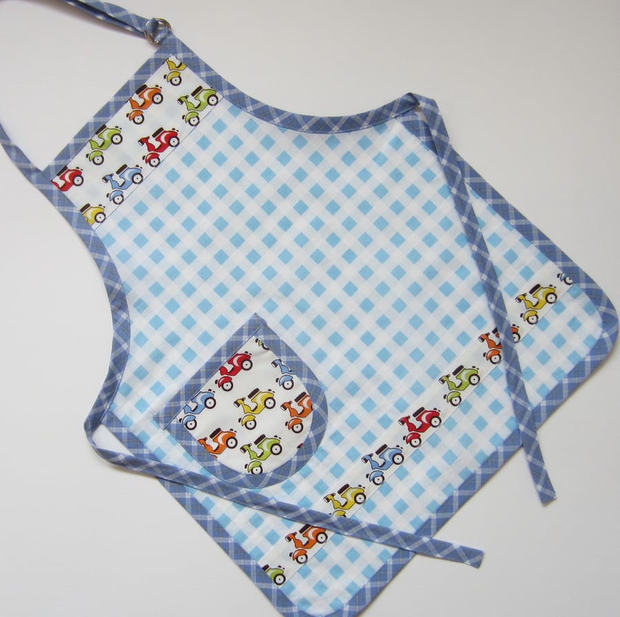 SALE Child's Blue Scooter Apron. % to Ukraine.