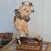 The sagacious owl handmade soft sculpture textile art