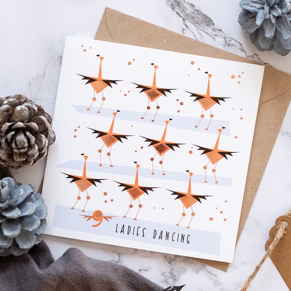 Nine Ladies Dancing Christmas Card