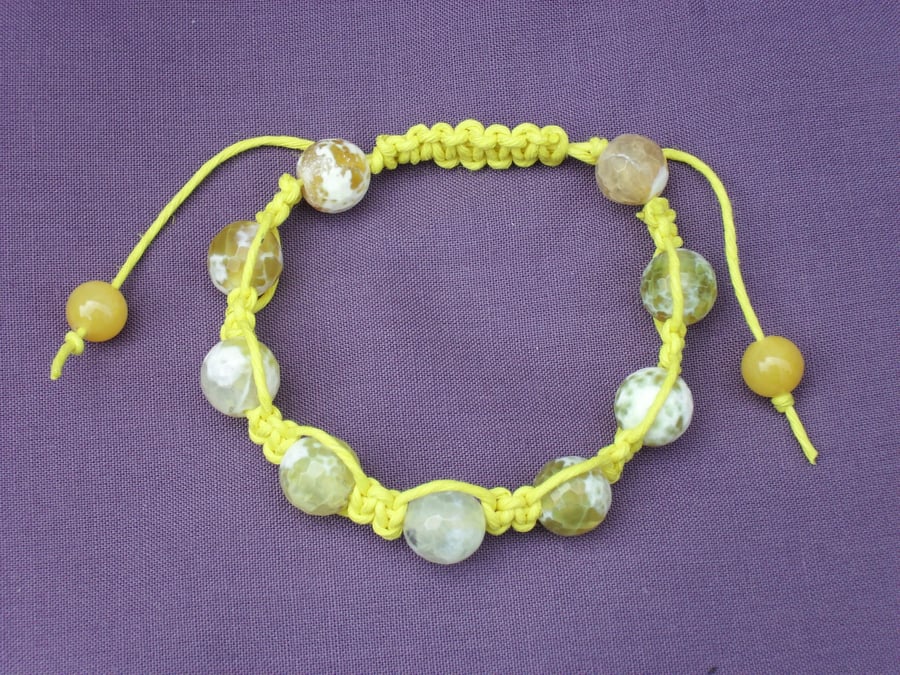 Fire Agate Macrame Style Bracelet