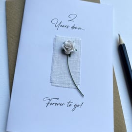 2nd COTTON Anniversary Card Two Years Husband Wife Partner 
