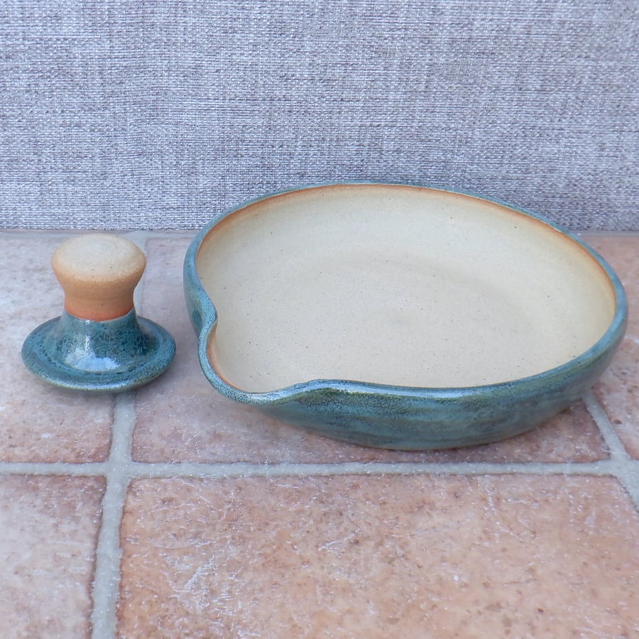 Pestle and mortar spice herb grinder stoneware hand thrown pottery ceramic