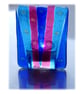Candle Holder Fused Glass Tea-light  Blue Flare 003 Dichroic - Image 3
