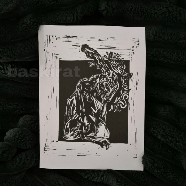 March Hare lino print 