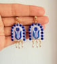 Delft Blue Tulip Rice Pearl Dangle Earrings - Image 6