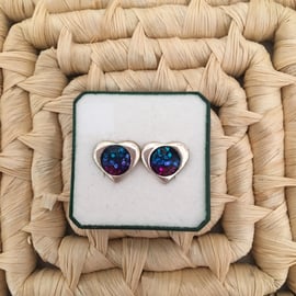 Tri-coloured Heart Earstuds